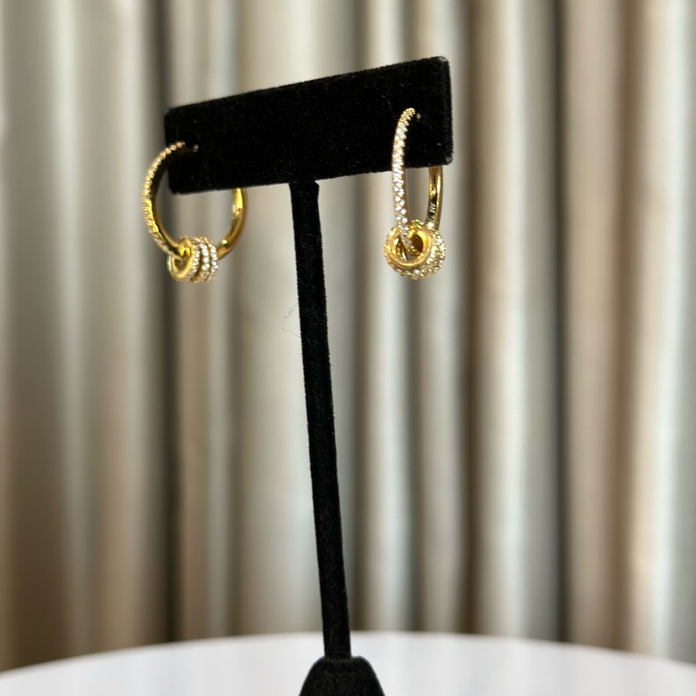 Gold Pave Diamond Hoop Earrings